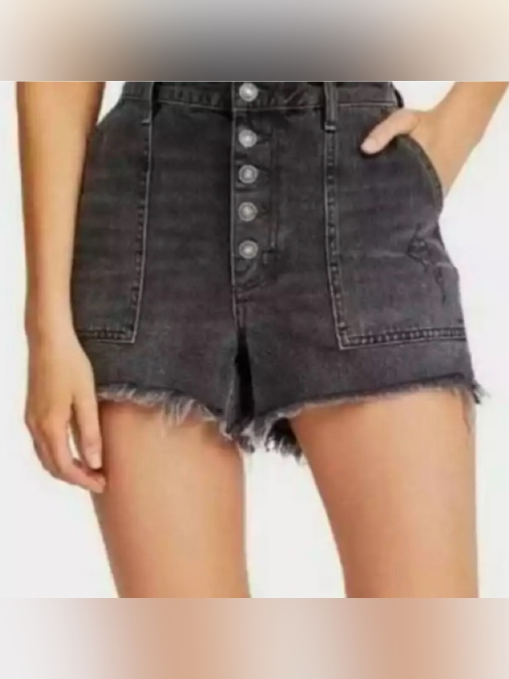NWT We The Free People Jesse Carpenter High Rise Denim Shorts - Washed Black - 2